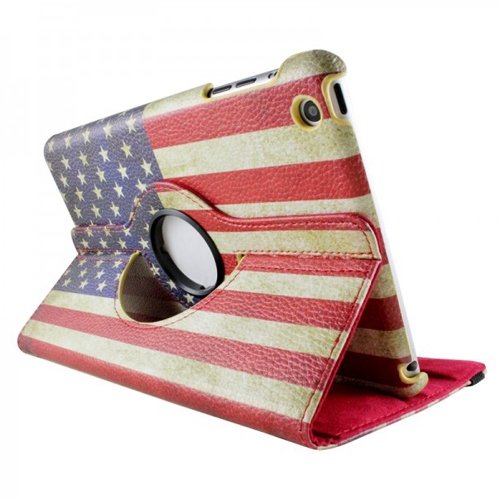 For iPad Mini 4h & 5th gen (MINI) Brown Squared Rotating Stand Cover Case  Pouch